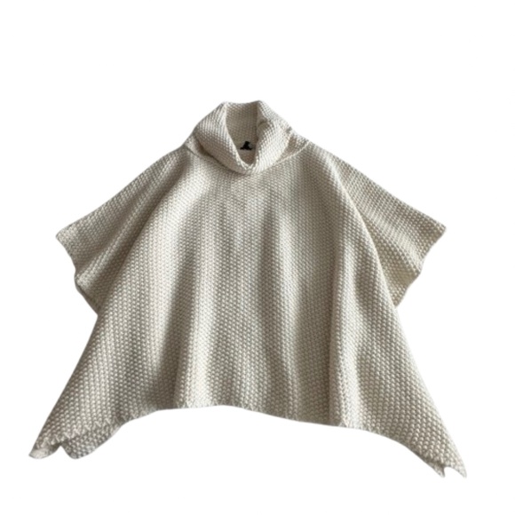 NWT cocogio Women's One Size Ivory Knit Cowl Neck Open Sides Poncho Sweater Top - Picture 5 of 15